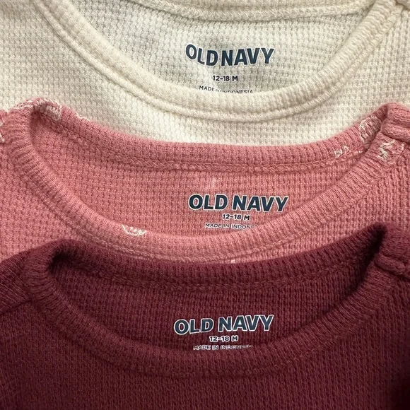 Old Navy Baby Waffle Knit Bodysuits - Burgundy, Off White and Dusty Pink - Picture 3 of 3